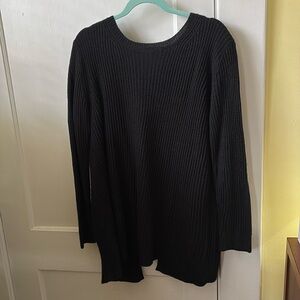 Tie back black ribbed sweater. Sz M
